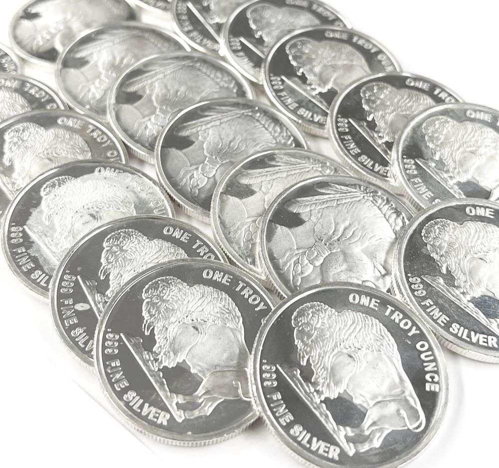 (100-coins) Buffalo .999 Silver 1 ozt Rounds (1 of 8)