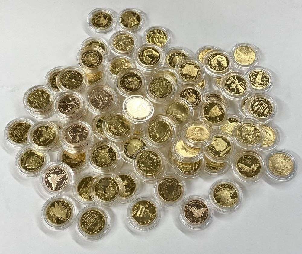 (4) Random United States Modern Gold $5 Commemorative: A very old consigner, who for years on eBay was referred to as "Mr. Big," just consigned close to 1,000 of these gold coins. The AGW of each coin is .2419 ozt. Please allow 2-4 weeks for delivery. Win