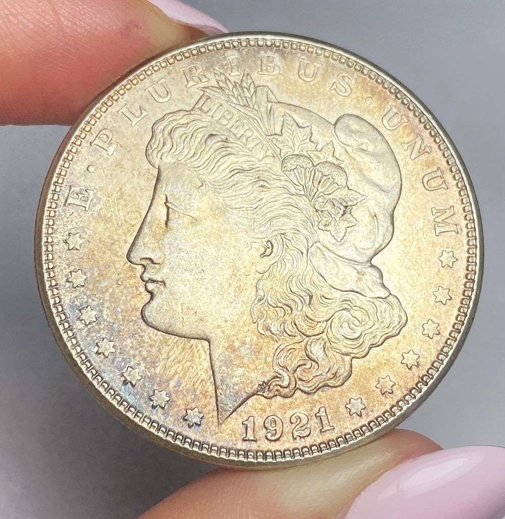 Toned 1921-S Morgan Silver Dollar MS63: This consignment, we hope to offer over time across our various Whatnot channels, with the best material featured in our Wednesday auctions. We hope to be done with this stuff by the beginning of 2027