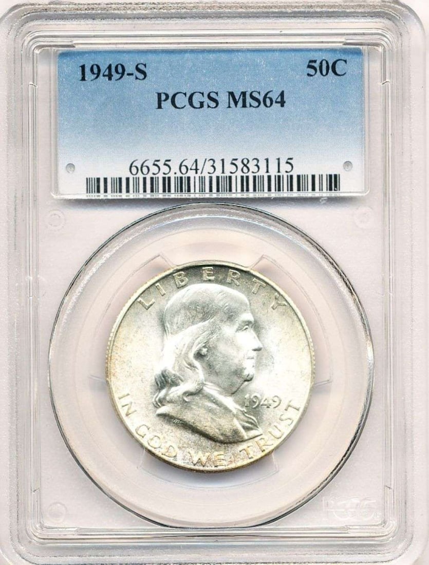 1949-S Franklin Silver Half Dollar PCGS MS64 (1 of 4)
