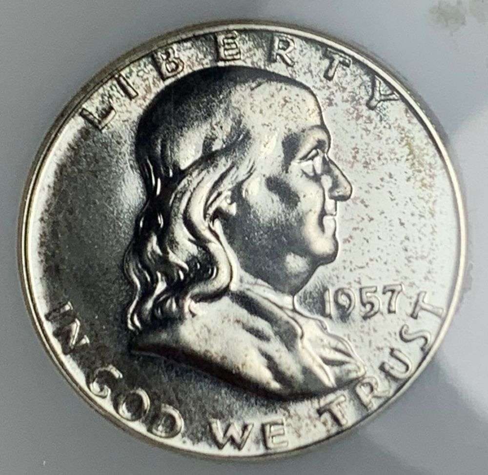 Old Fatty Holder 1957 Franklin Silver Half Dollar NGC PF67 (1 of 5)
