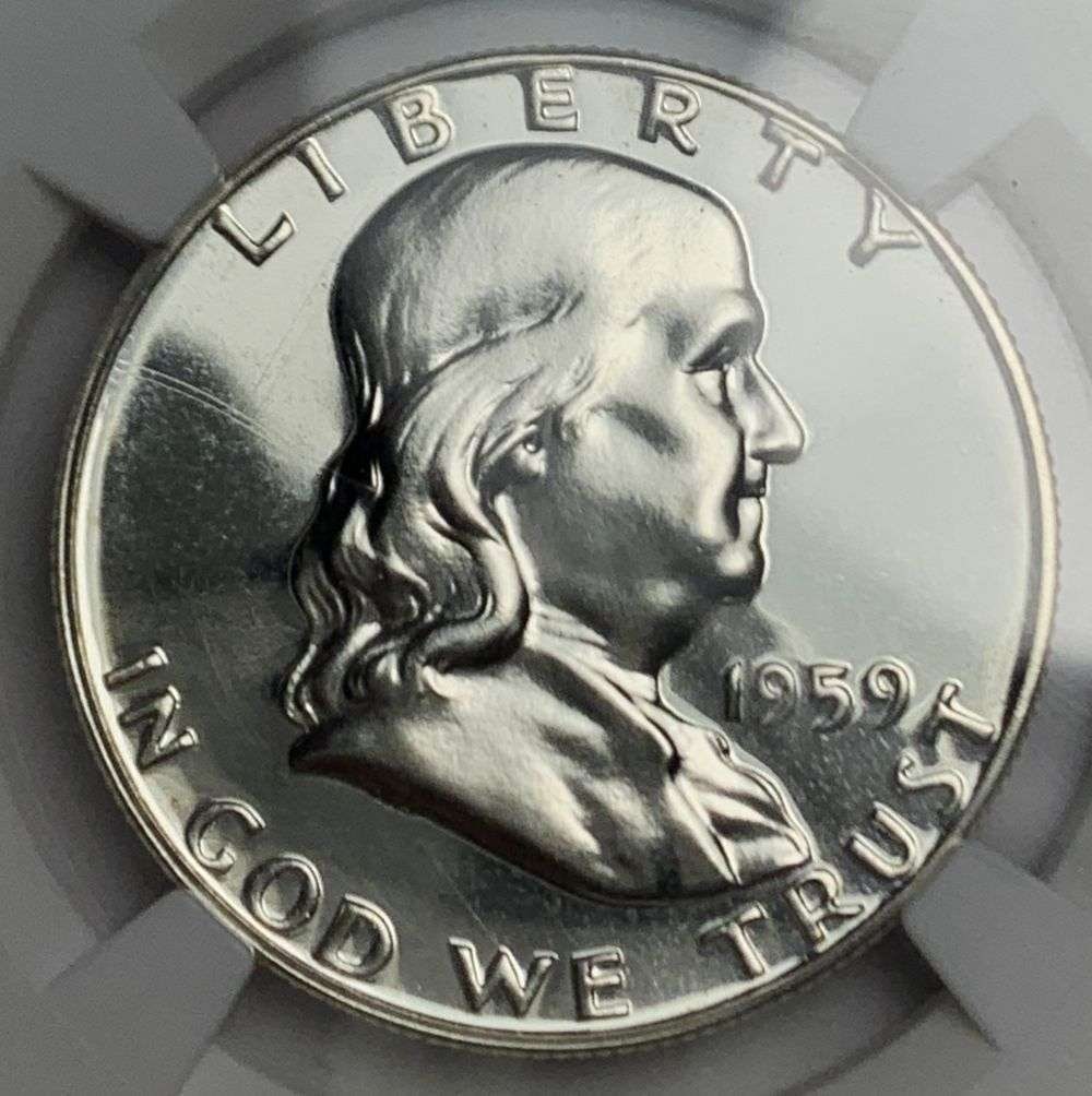 1959 Franklin Silver Half Dollar NGC PF67: Winner shall receive the exact coin shown here. (MR/PR)