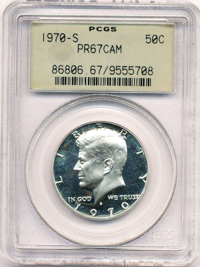 Old Green Holder 1970-S Kennedy Silver Half Dollar PCGS PR67 Cameo: Winner shall receive the exact coin shown here. (MR/PR)