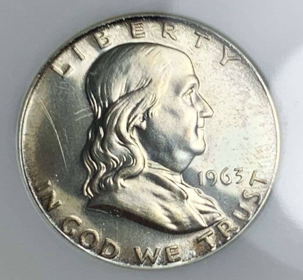 Old Fatty Holder 1963 Franklin Silver Half Dollar NGC PF65 Cameo: Winner shall receive the exact coin shown here. (MR/RR)