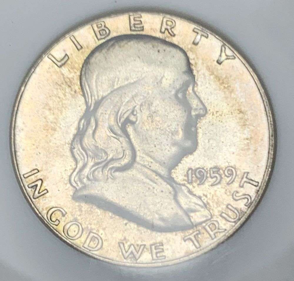Old Fatty Holder 1959 Franklin Silver Half Dollar NGC MS64 (1 of 5)