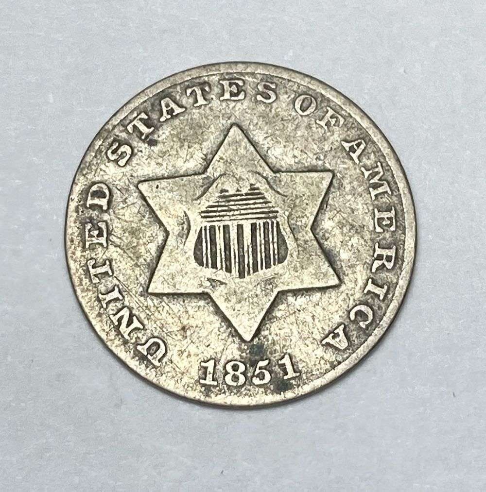 1851 Star 3 Cents Silver Fine (1 of 2)
