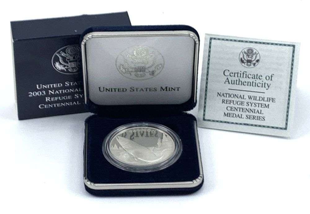 2003 National Wildlife Refuge System "Salmon" Proof Commemorative Silver OGP: Winner shall receive the exact coin shown here. (MR/PB)