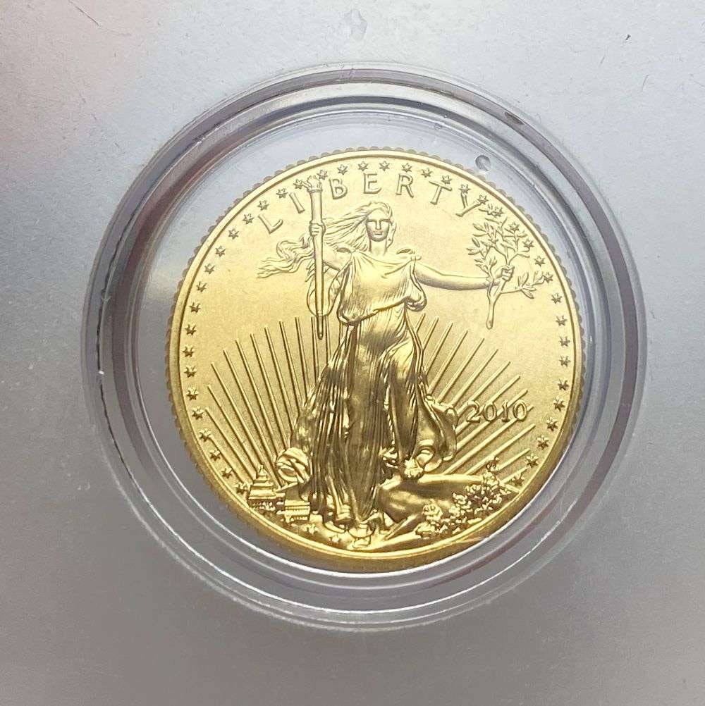 2010 American $5 Gold Eagle 1/10 ozt: Winner shall receive the exact coin shown here. (RR/UBB)