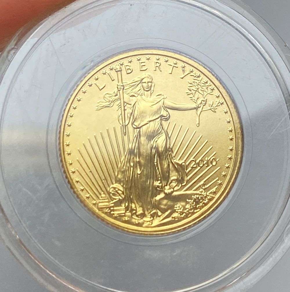2010 American $5 Gold Eagle 1/10 ozt: Winner shall receive the exact coin shown here. (RR/UBB)
