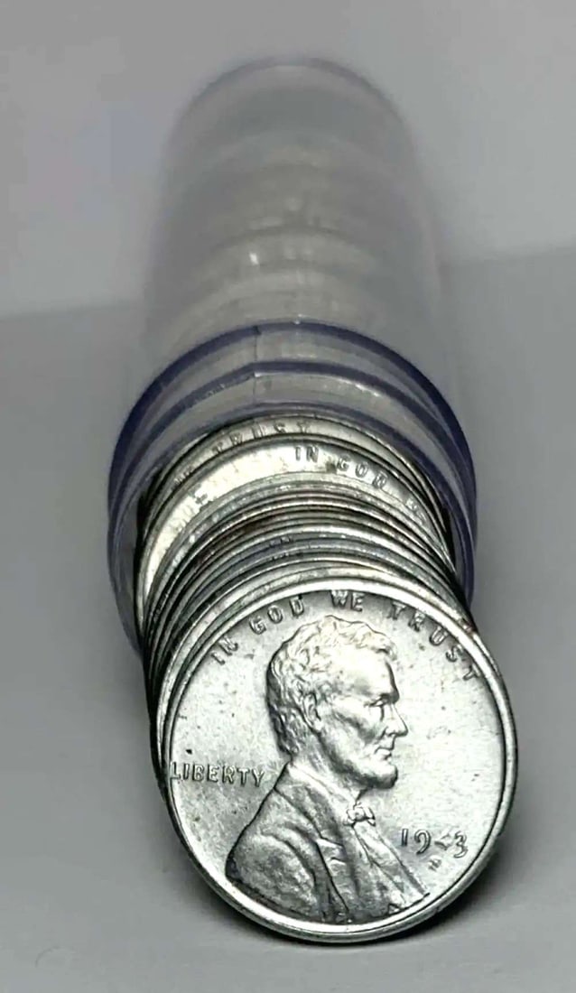 Roll (50) 1943-S Lincoln Steel Wheat Cents AU/BU: Winner shall receive the exact roll (50-coins) shown here. (MR/TVC=B)