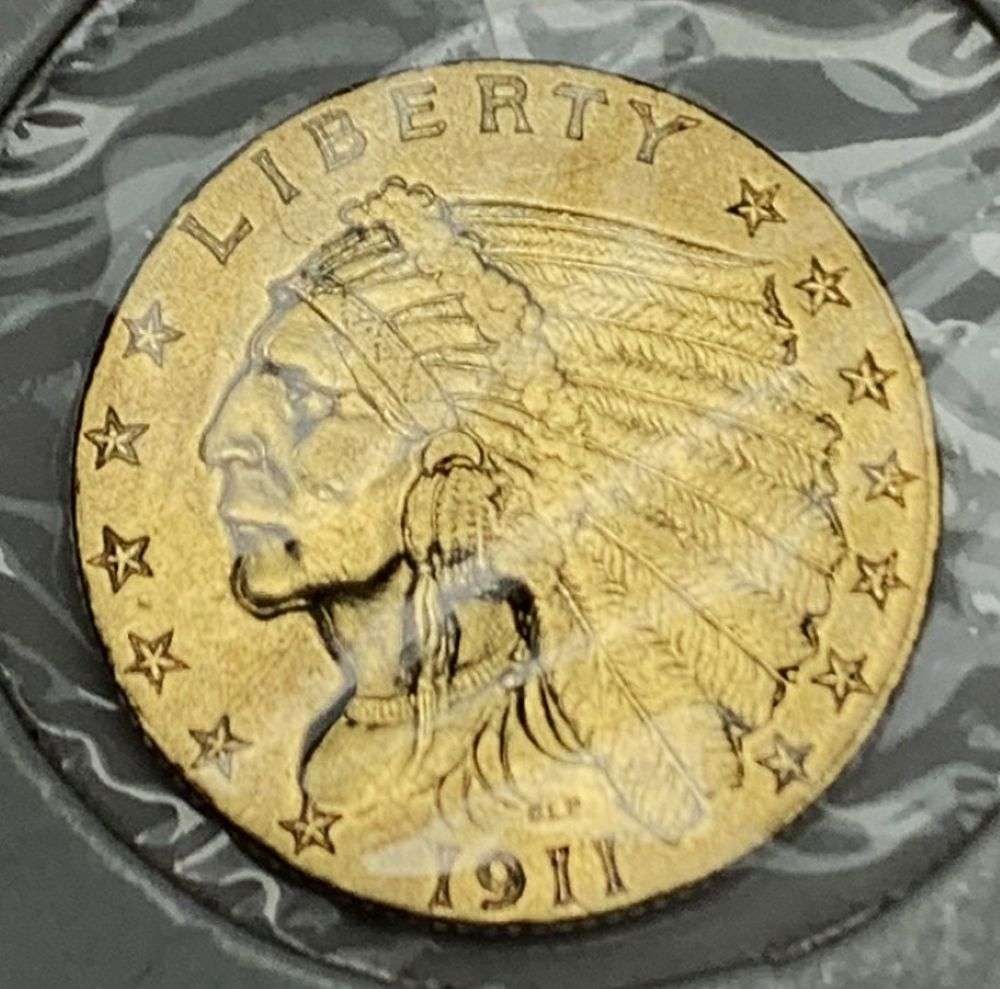 1911 Gold $2.50 Indian Head AU Details (1 of 3)