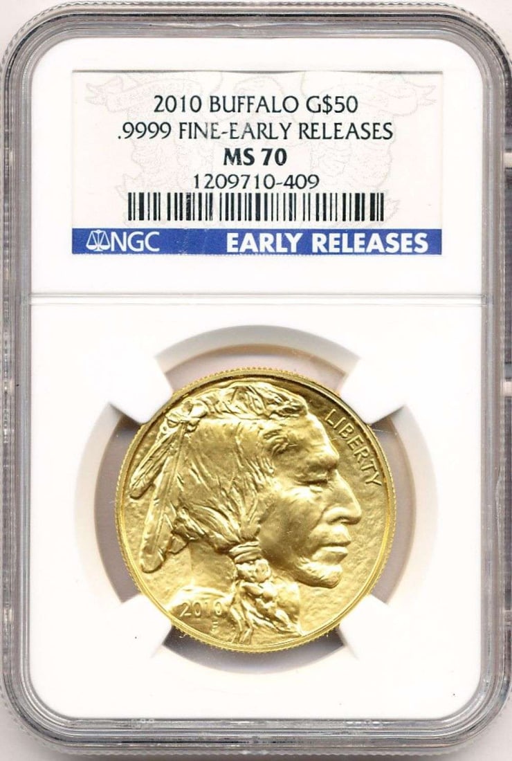2010 American $50 Buffalo .9999 Gold 1 ozt NGC MS70 Early Releases: Winner shall receive the exact coin shown here. (MR/LRBB)
