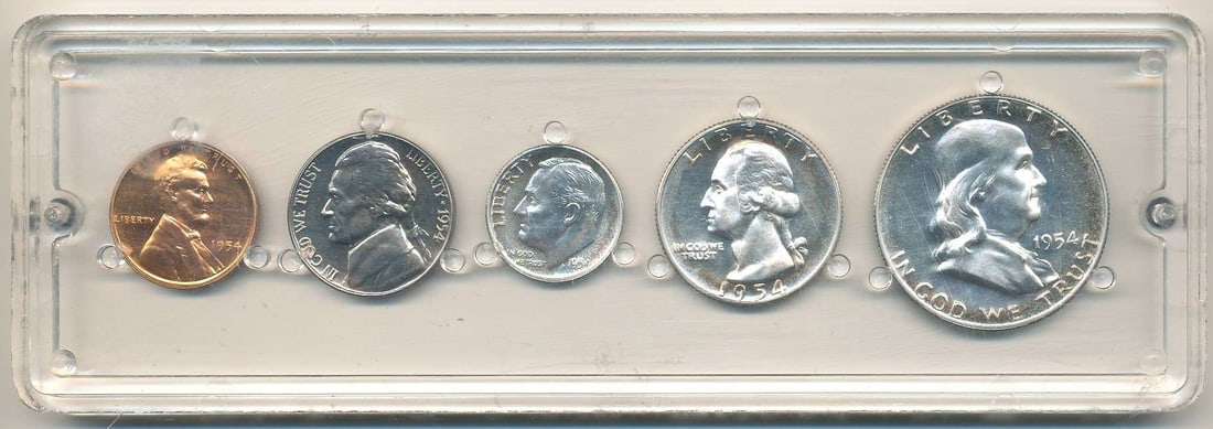 1954 United States Proof Set (5-coins): Winner shall receive the exact set (5-coins) shown here. (RR/RB)