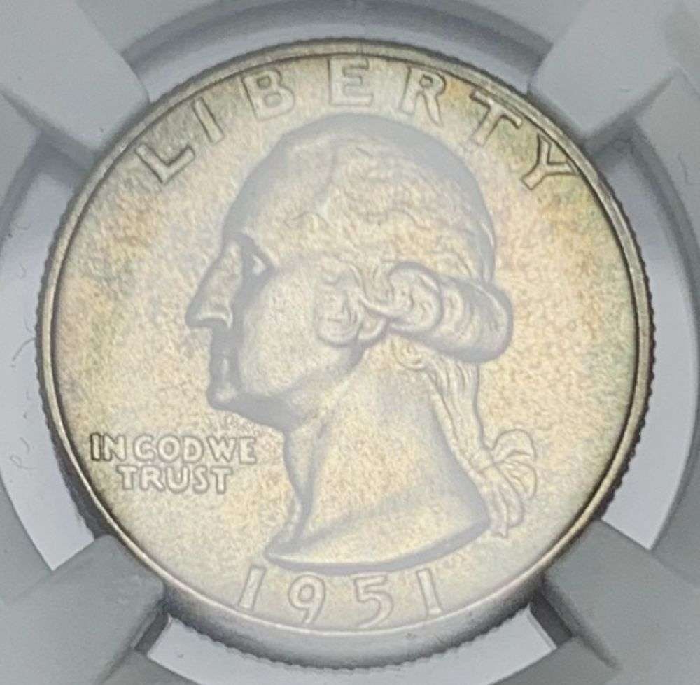 Better Date 1951 Washington Silver Quarter NGC MS66: Winner shall receive the exact coin shown here. (MR/LR)