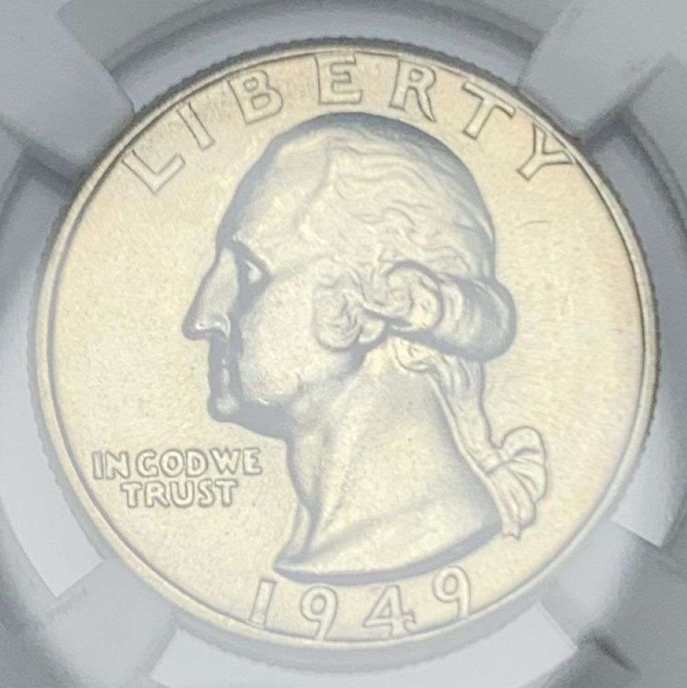 Better Date 1949-D Washington Silver Quarter NGC MS65: Winner shall receive the exact coin shown here. (MR/LR)