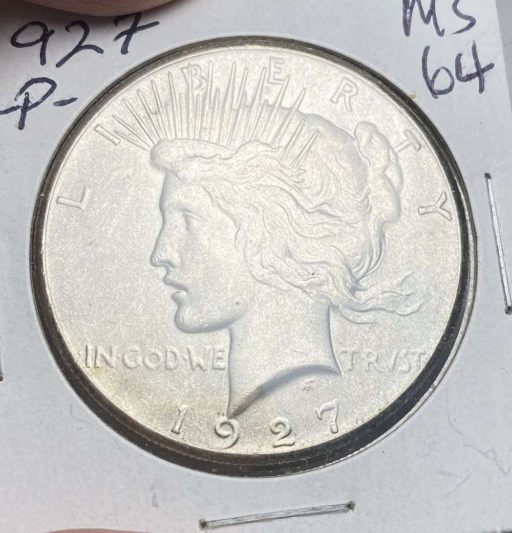 1927 Peace Silver Dollar MS64: Winner shall receive the exact coin shown here. (RR)