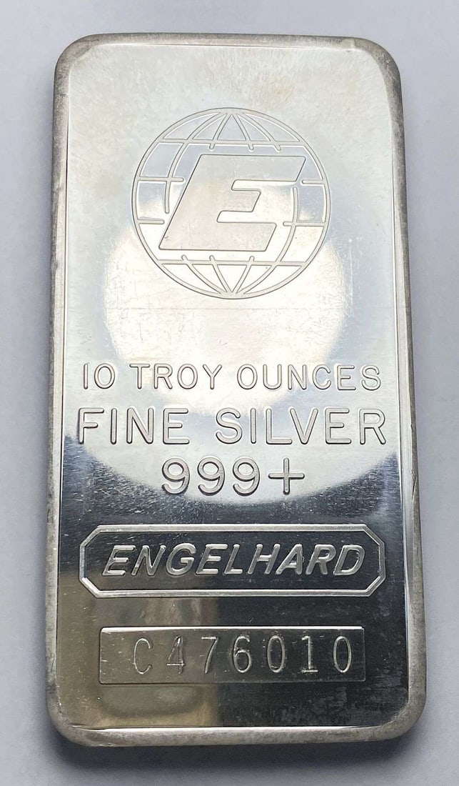 Engelhard 10 ozt .999 Silver Bar: Winner shall receive the exact bar shown here. (RR)