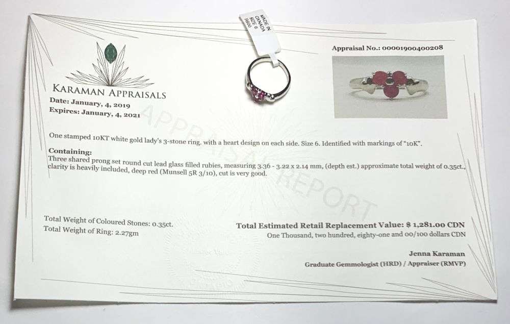 0.35ct Round Cut Rubies 10k White Gold W/ Heart Design (size 6.25): Winner shall receive the exact item shown here. (MR)