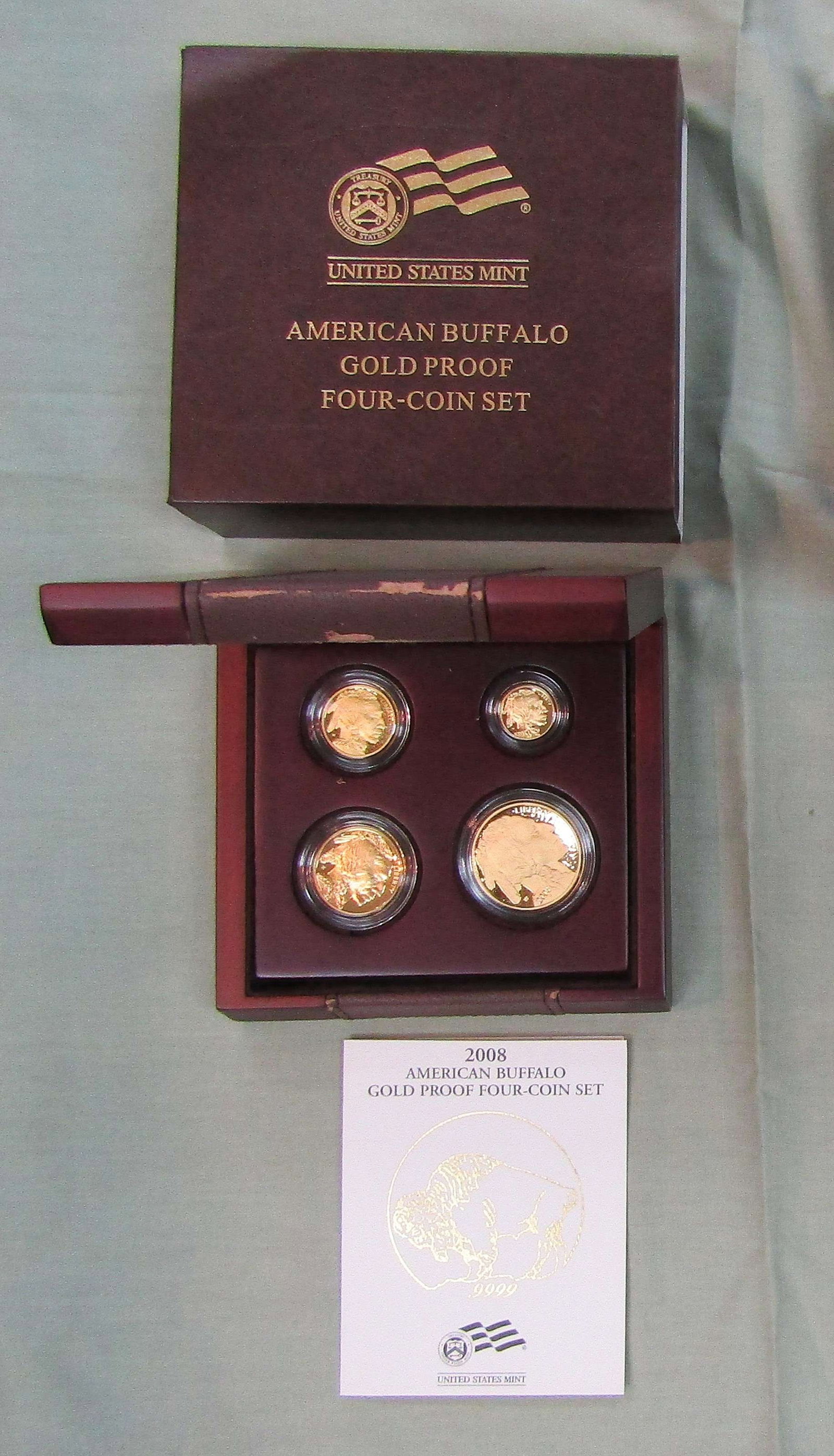 Last Minute! 2008 American Buffalo 1.85 ozt Proof .9999 Gold Set (4-coins): Winner shall receive the exact set (4-coins) shown here. (RR)