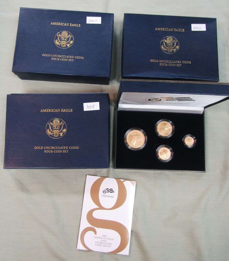 Last Minute! 2007 American Gold Eagle 1.85 ozt Set (4-coins): Winner shall receive the (1) set (4-coins) precisely resembling the one shown here. (RR)