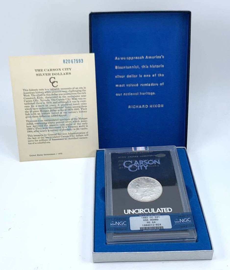 Last Minute! 1882-CC Morgan Silver Dollar NGC MS64 GSA: Winner shall receive the exact coin shown here. (BD/TVC=EBB)