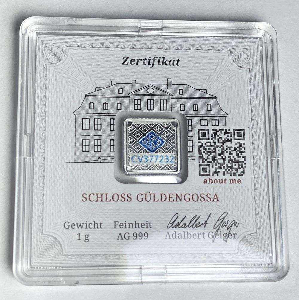 Geiger Original 1g .999 Silver Bar: Winner shall receive (1) bar precisely resembling the one shown here. (RR/B)