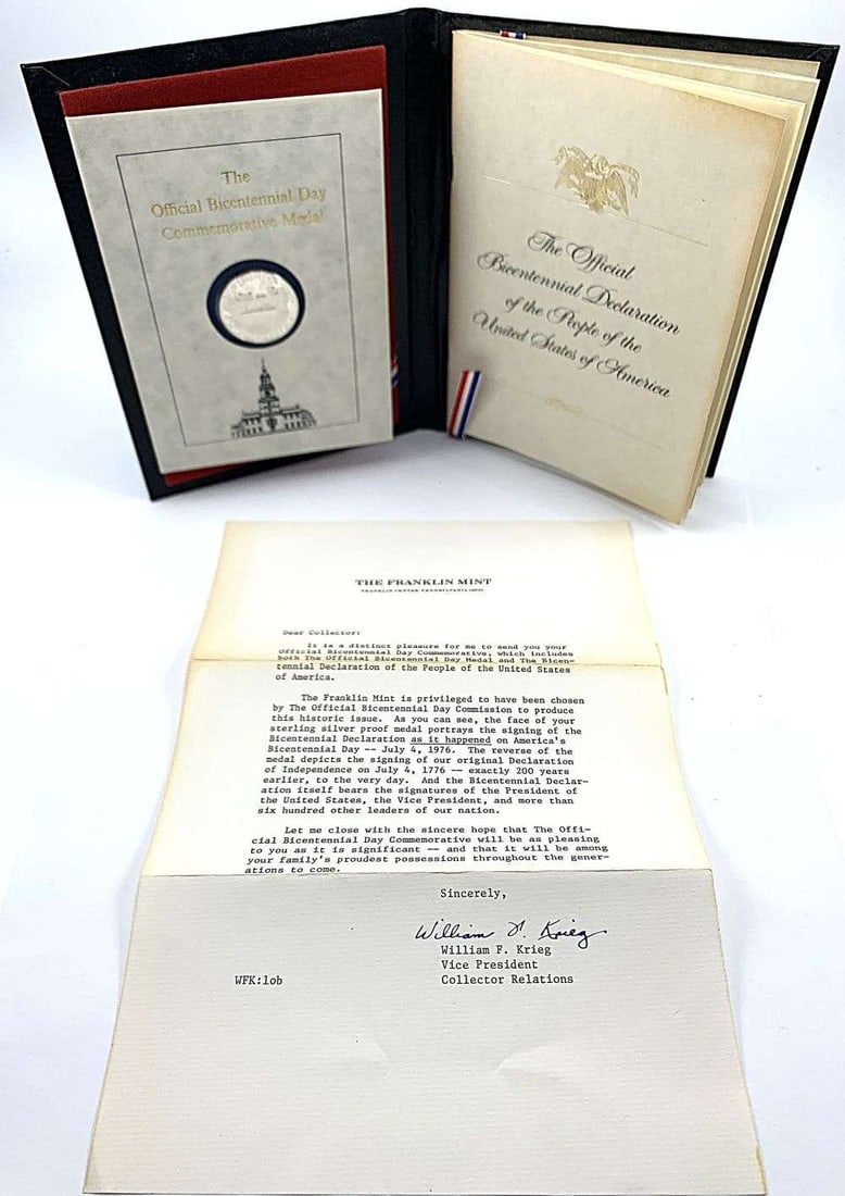 1776-1976 Official Bicentennial Day Commemorative Proof Sterling Silver Medal: Winner shall receive the exact coin shown here. (NH/B)