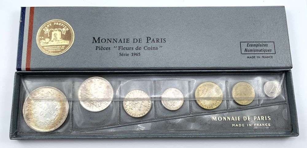 1965 Monnaie De Paris Set 1.05 ozt Silver (7-coins): Winner shall receive the exact set (7-coins) shown here. (NH/B)