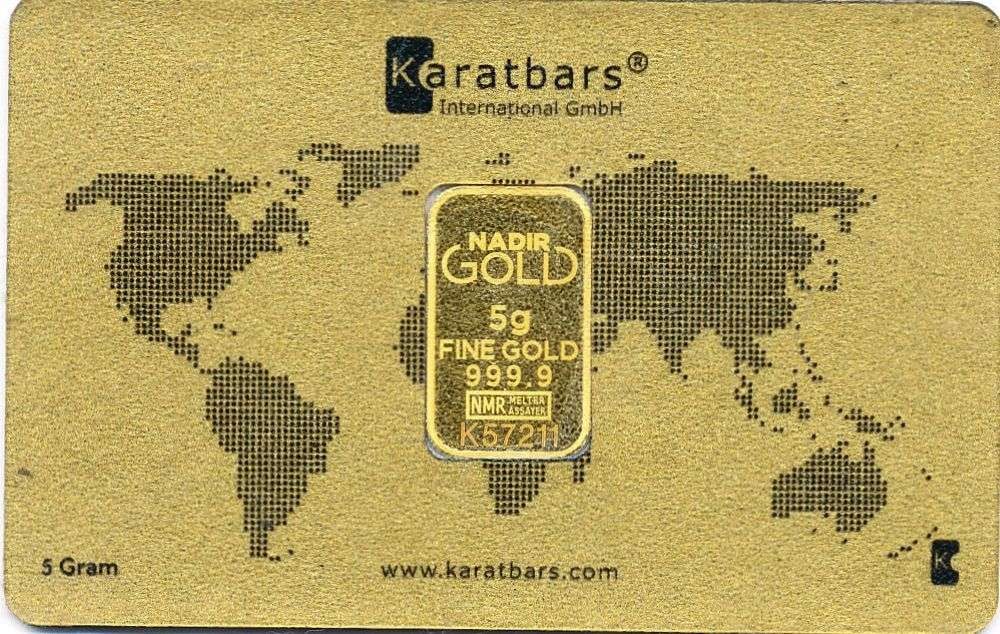 Karatbars 5g .9999 Gold Bar: Winner shall receive the exact bar shown here. (MR/B)