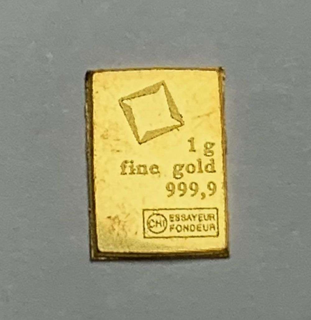 Valcambi Combi 1g .9999 Gold Bar: Winner shall receive the exact bar shown here. (MR/B)