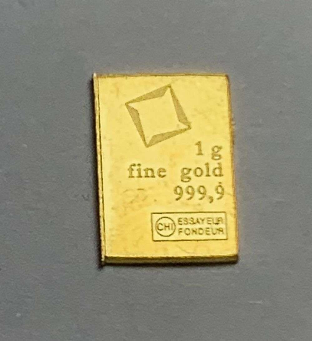 Valcambi Combi 1g .9999 Gold Bar: Winner shall receive the exact bar shown here. (MR/B)