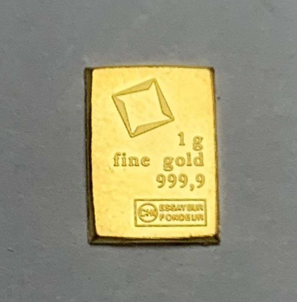 Valcambi Combi 1g .9999 Gold Bar: Winner shall receive the exact bar shown here. (MR/B)
