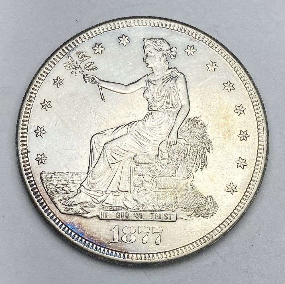 1877-S Trade Silver Dollar MS63 Details: Winner shall receive the exact coin shown here. (NH/RBB)