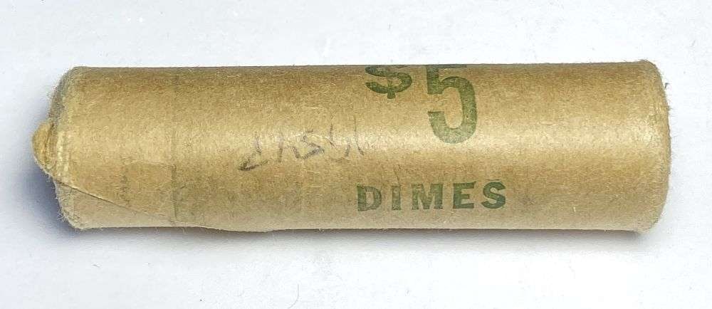 Vintage Bank Wrapped Roll (50-coins) BU 1954-P Roosevelt Silver Dime (1 of 3)