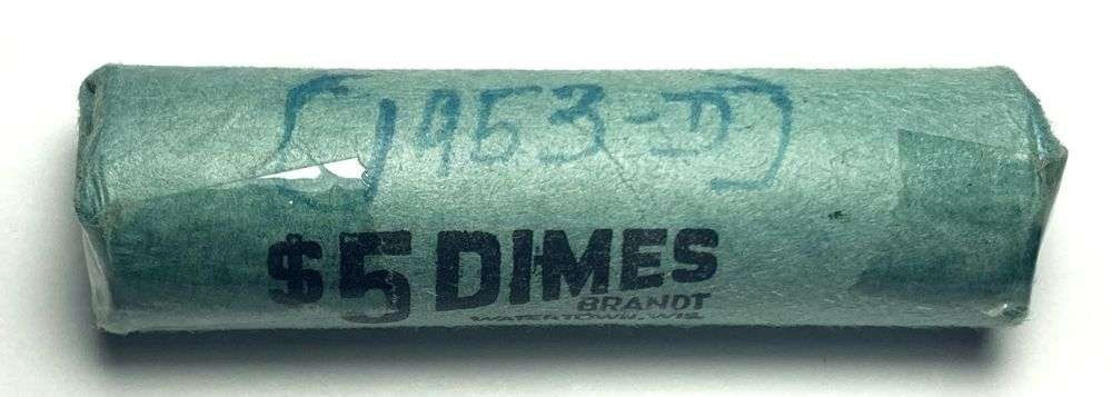 Vintage Bank Wrapped Roll (50-coins) BU 1953-D Roosevelt Silver Dime: If you were lucky enough to find one of these coins in this exact roll shown here and it went MS67+ full torch, it would be worth $1,000 according to the PCGS priceguide on June 12th, 2026. Winner sha