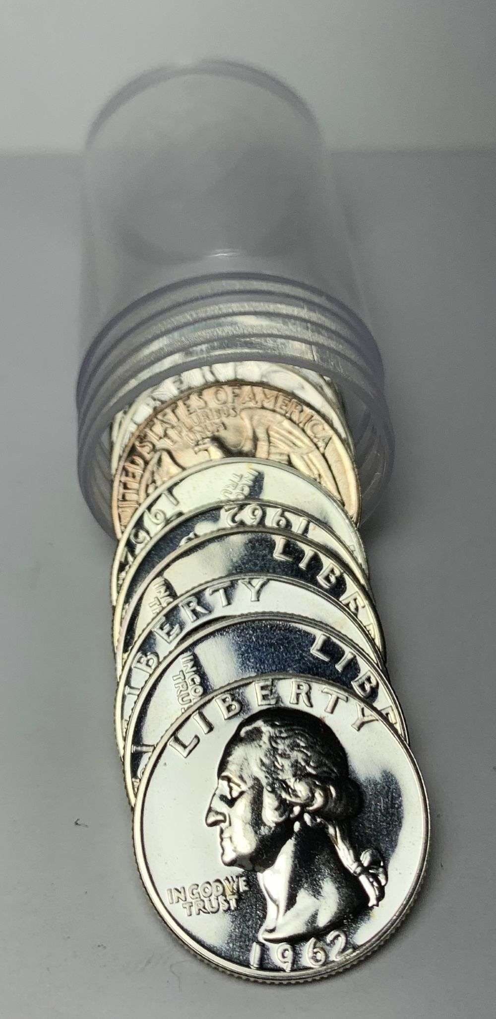 Roll (10) 1962 Washington Proof Silver Quarter (1 of 3)