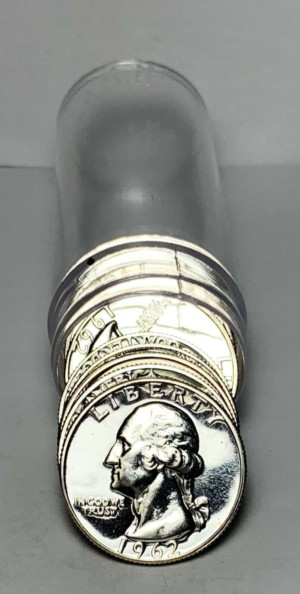 Roll (10) 1962 Washington Proof Silver Quarter (1 of 3)
