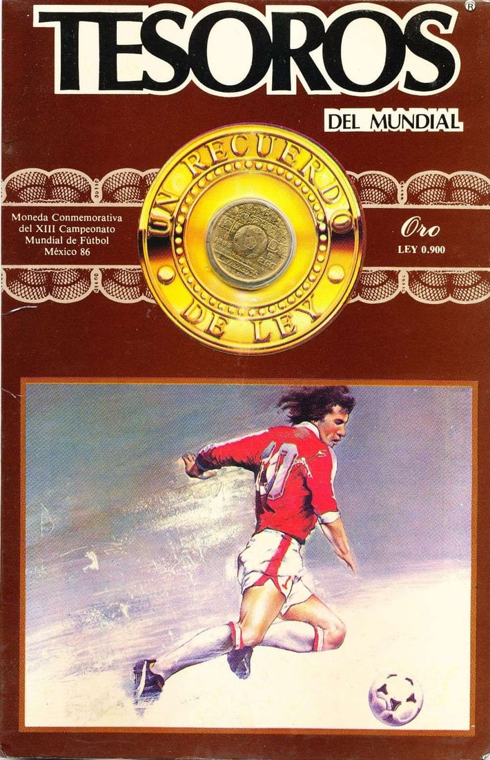 1985 Mexico World Cup "Tesoros Del Mundial" Gold 250 Pesos Commemorative 1/4 ozt AGW: Winner shall receive the exact coin shown here. (MR/IRB)