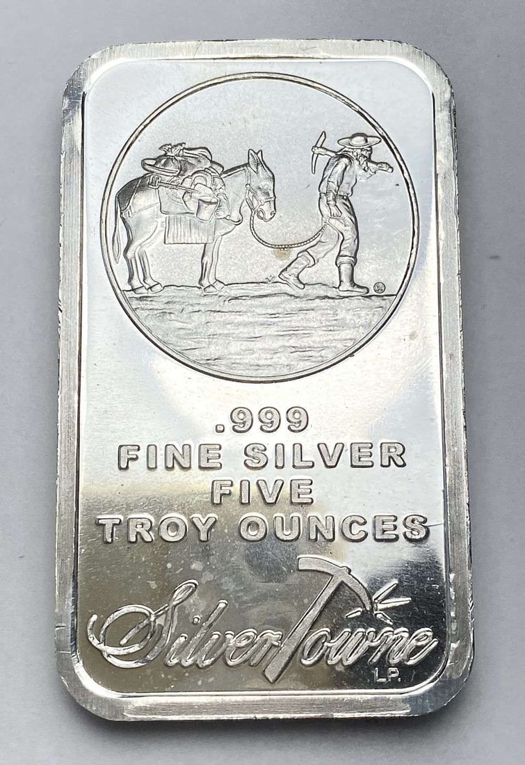 SilverTowne Trademark 5 ozt .999 Silver Bar: Winner shall receive (1) bar precisely resembling the one shown here. (RR/URB)