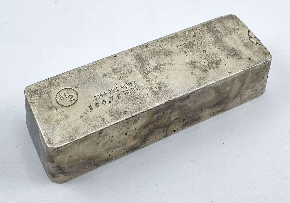 Rare M2 100.75 ozt .999 Silver Bar: Winner shall receive the exact bar shown here. (RR/RTBB)