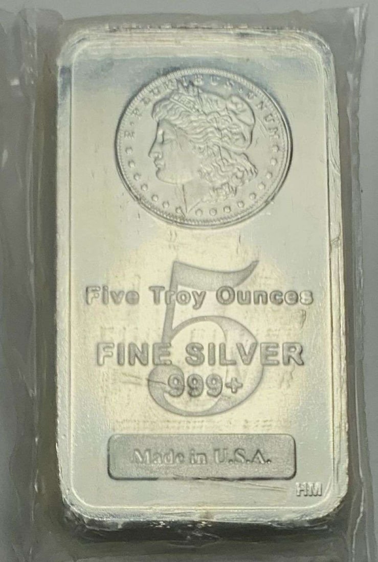 Morgan Dollar Design 5 ozt .999 Silver Bar (1 of 4)