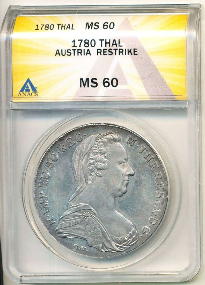 1780 Austria Thaler Restrike ANACS MS60 (1 of 4)