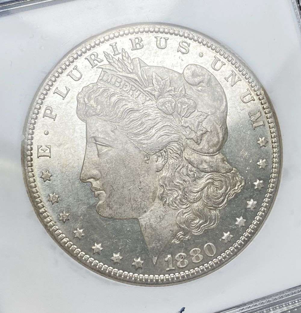 1880-S Morgan Silver Dollar MS65 PL Obverse DMPL: IMPORTANT NOTE: We do not agree with the grade provided with this "off-brand" grading company. Winner shall receive the exact coin shown here. (RR)