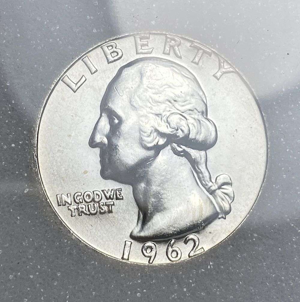 1962 Washington Silver Quarter MS68: IMPORTANT NOTE: We do not agree with the grade provided with this "off-brand" grading company. Winner shall receive the exact coin shown here. (RR)