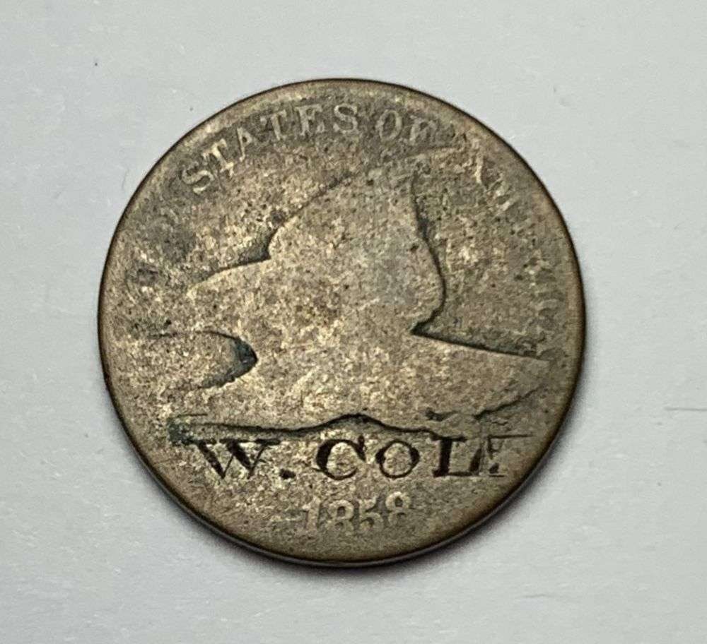 (1) Of Ten Rare Counterstamp 1858 Flying Eagle Cent (1 of 2)