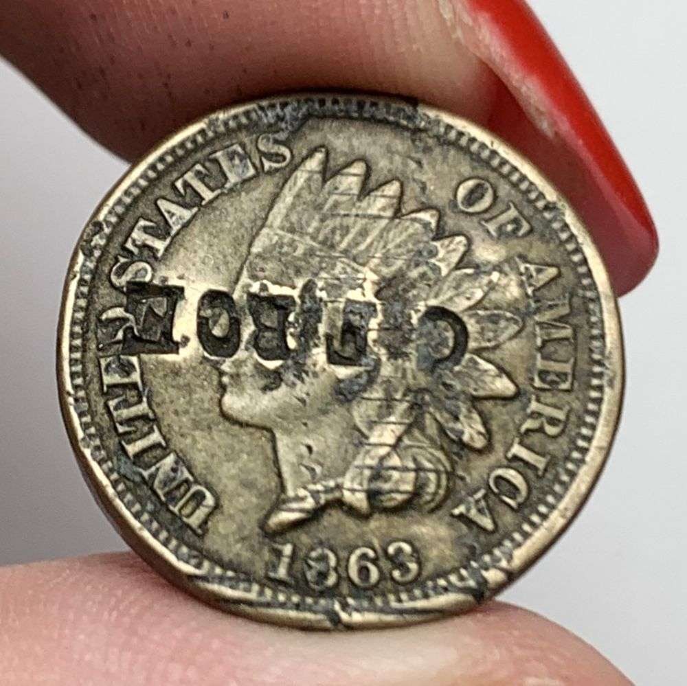 (1) Of Ten Rare Counterstamp 1863 Indian Head Cent (1 of 2)