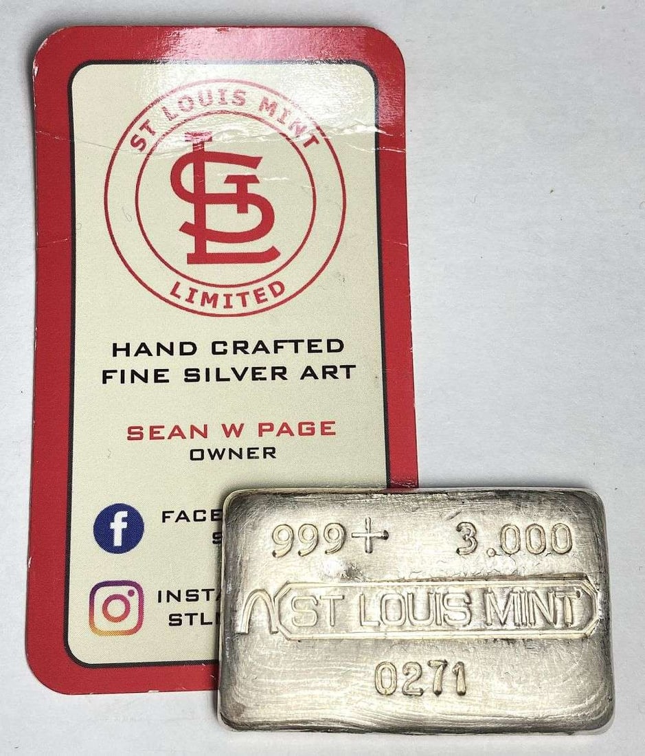 St. Louis Mint 3 ozt .999 Silver Bar (1 of 5)