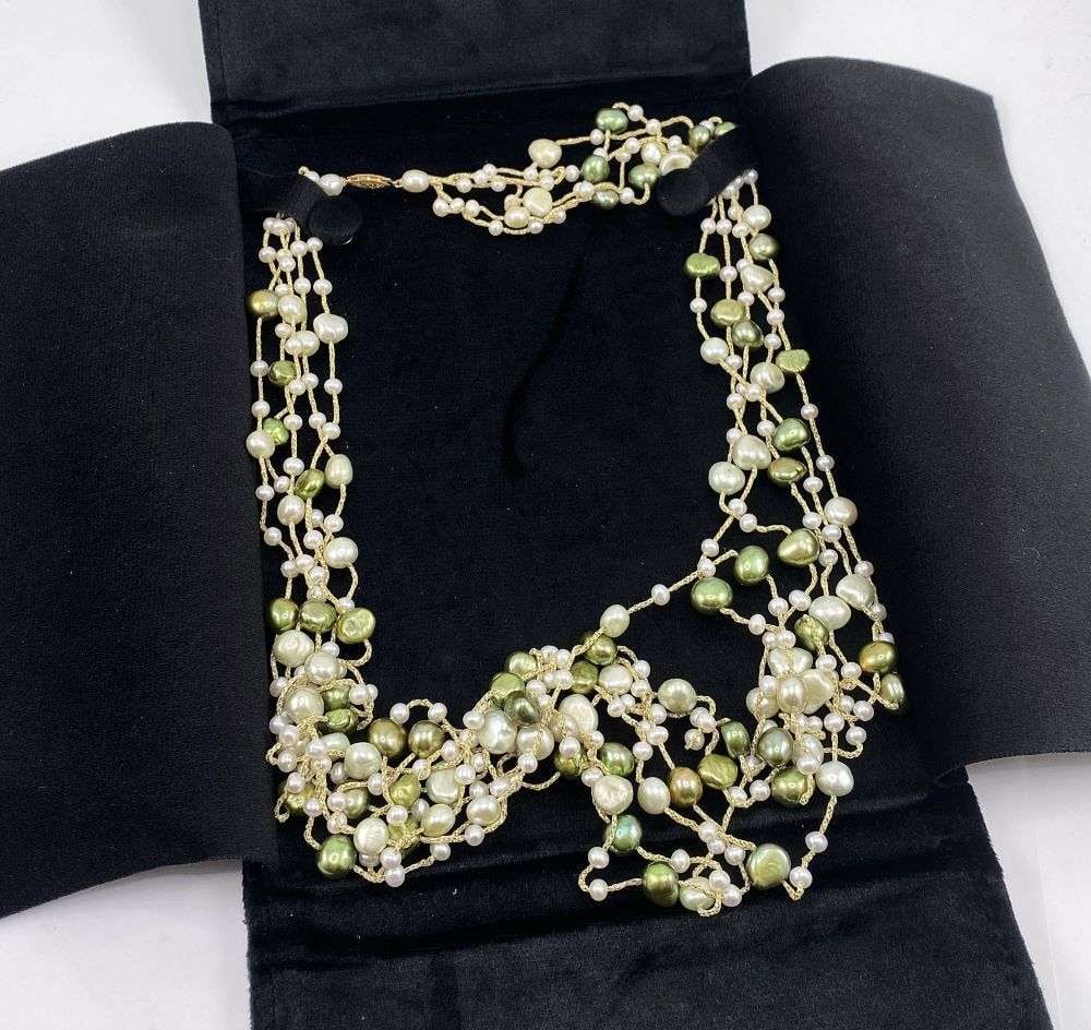 Vintage 84g Pearl & 14k Gold Necklace: This necklace was purchased in the 1990's for approximately $2,000. Winner shall receive the exact item shown here. (RR)