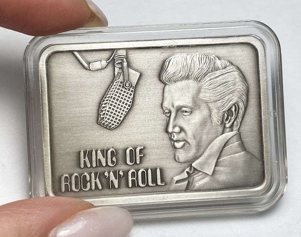 Rare Low Serial Number "King of Rock "N" Roll" Elvis Presley 1 ozt .999 Silver Bar: Winner shall receive the exact bar shown here. (RR)