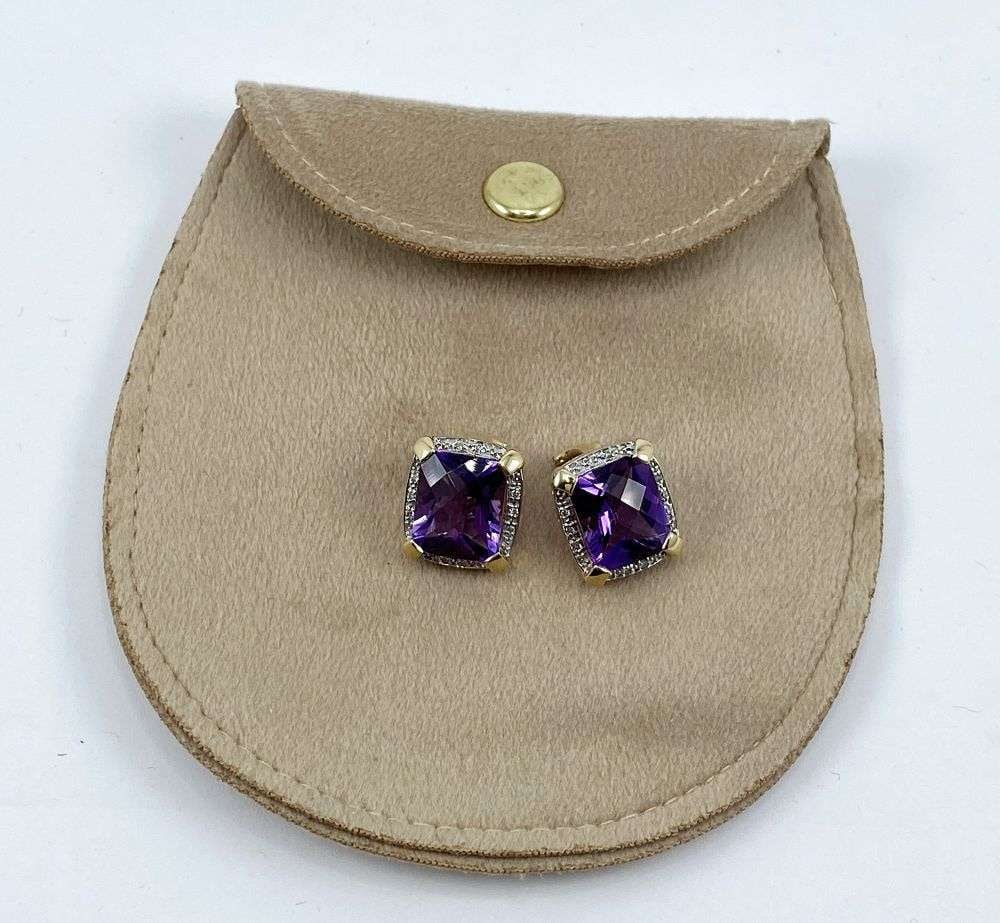 7.2g Amethyst & Diamond 14k Gold Earrings (1 of 8)